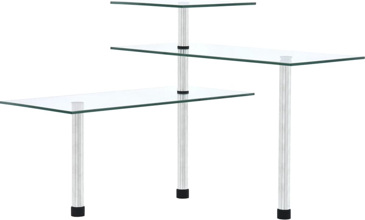 Vidaxl 3-stufiges Eck-Küchenregal, Gehärtetes Glas