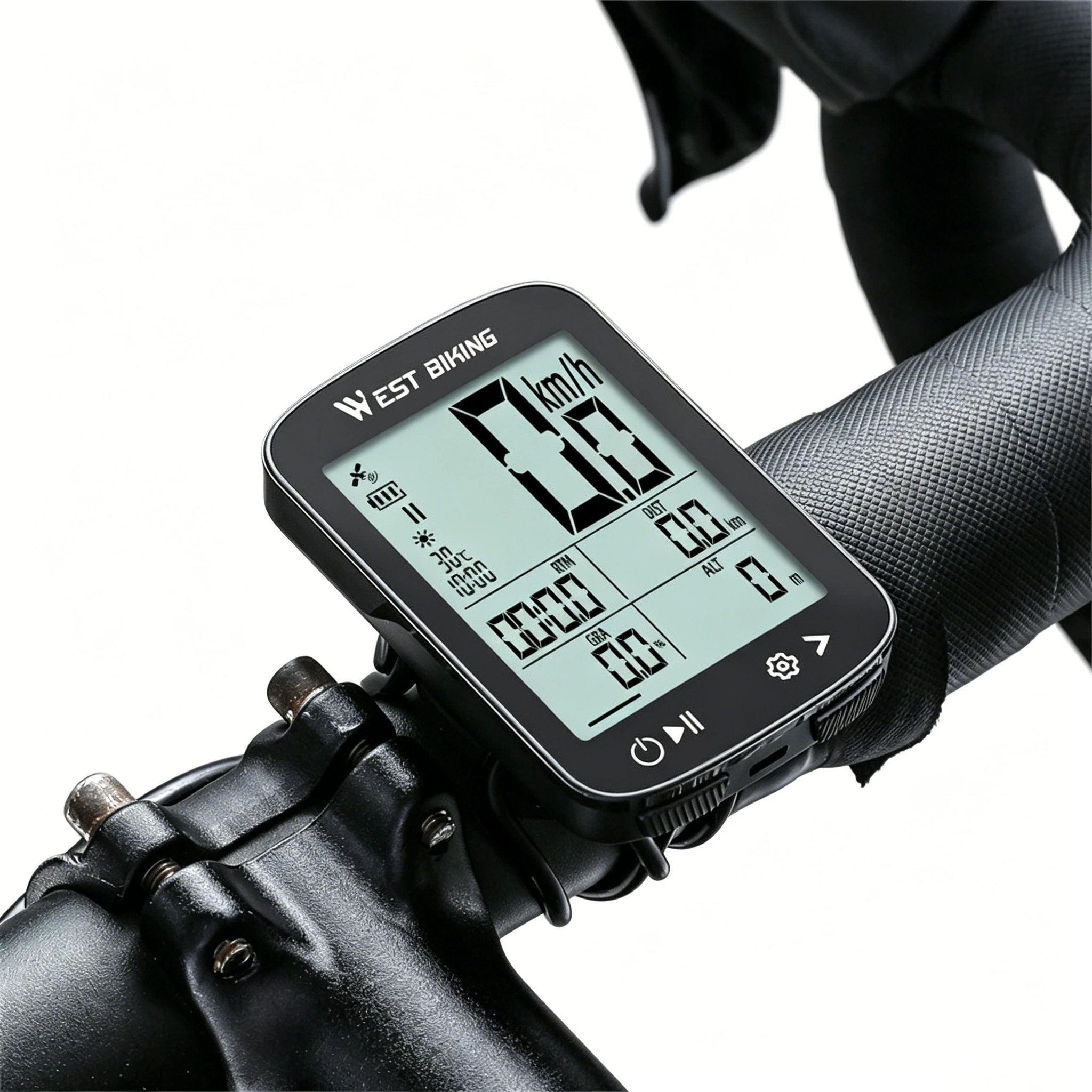 WEST BIKING Intelligenter GPS-Fahrradcomputer, 5-Sterne Galileo Geschwindigkeitsmesser Wireless Odometer mit Bluetooth-T