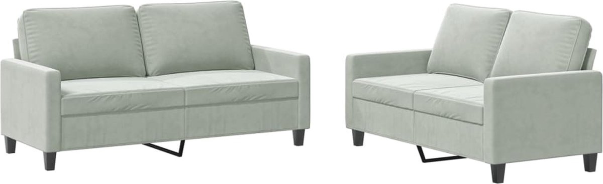 Vidaxl 2-teiliges Lounge-Set, mit Samt bezogen, Hellgrau