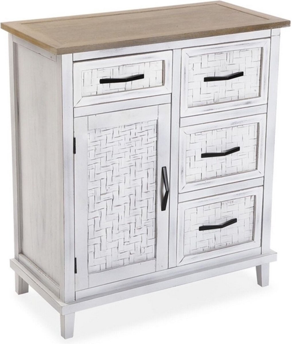 Kommode - VERSA - Maggie - 80,5 x 70 x 35 cm - Weiß und Braun - MDF-Holz