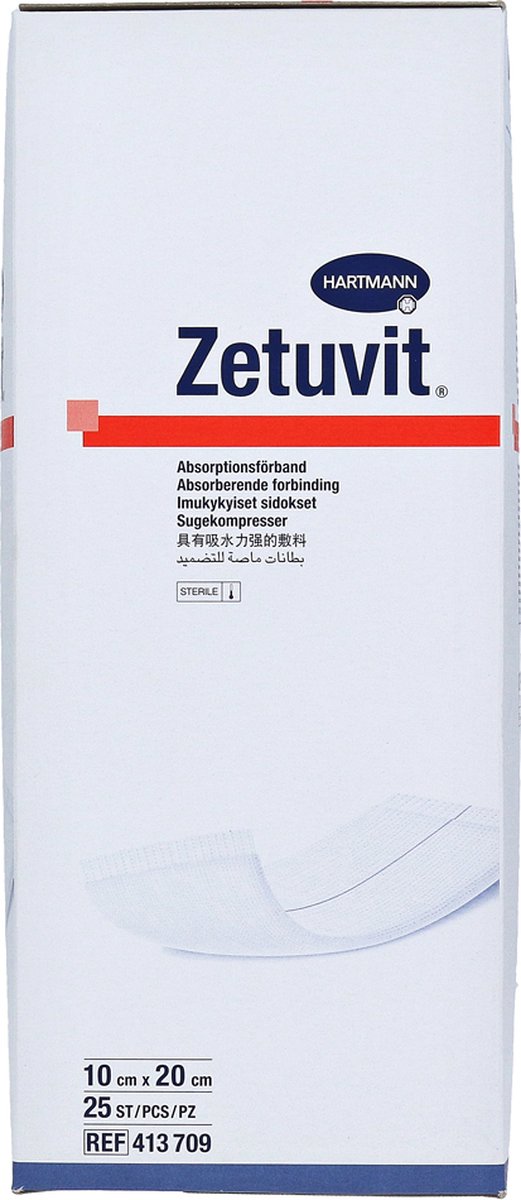 ZETUVIT Saugkompressen steril 10x20 cm 25 St Kompressen
