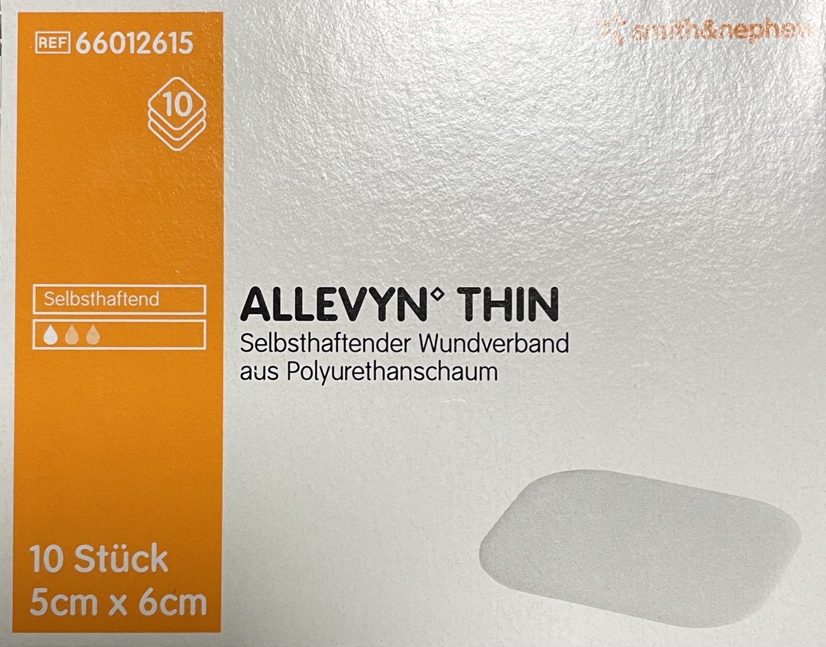 ALLEVYN Thin 5x6 cm dünne Wundauflage 10 St Verband