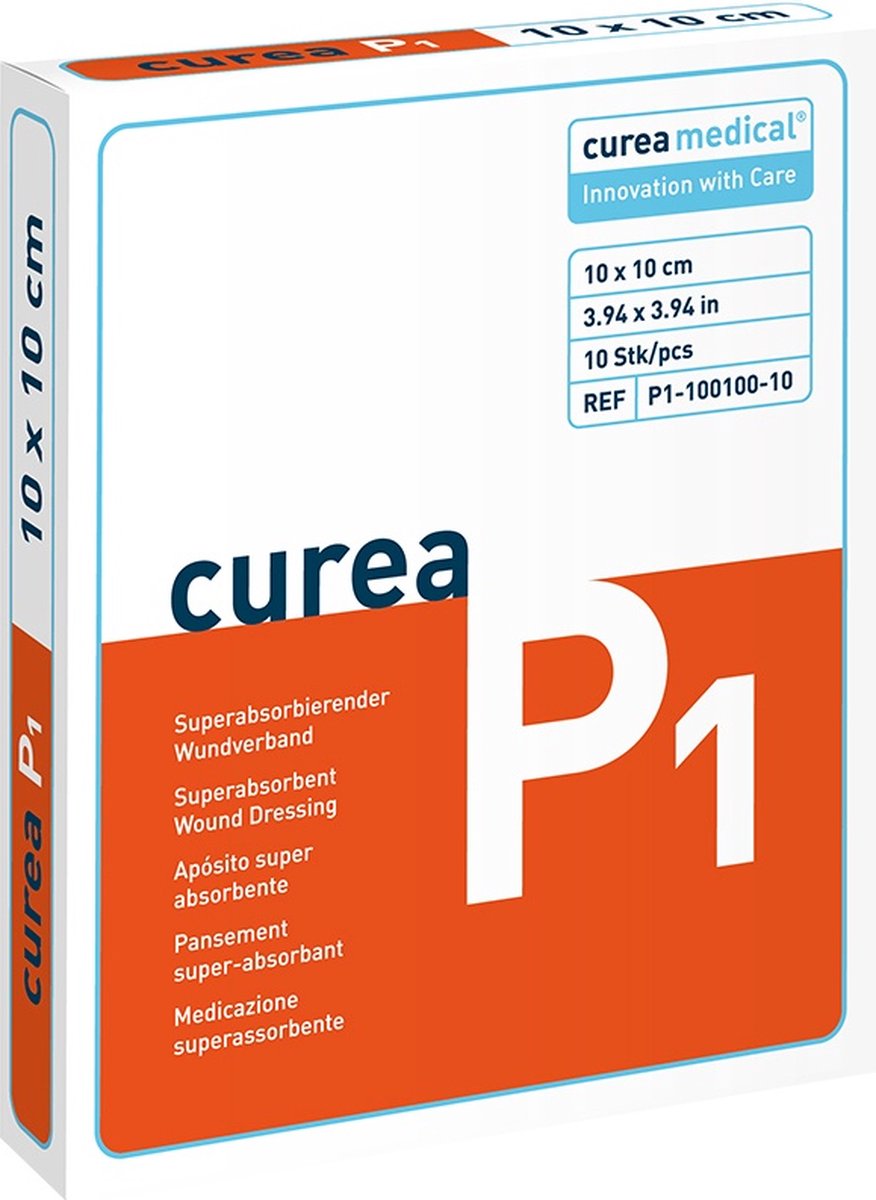 CUREA P1 superabsorb.Wundauflage 10x10 cm 10 St Kompressen