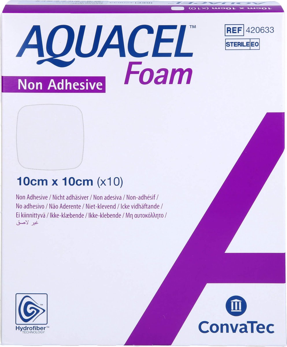 AQUACEL Foam nicht adhäsiv 10x10 cm Verband 10 St Verband