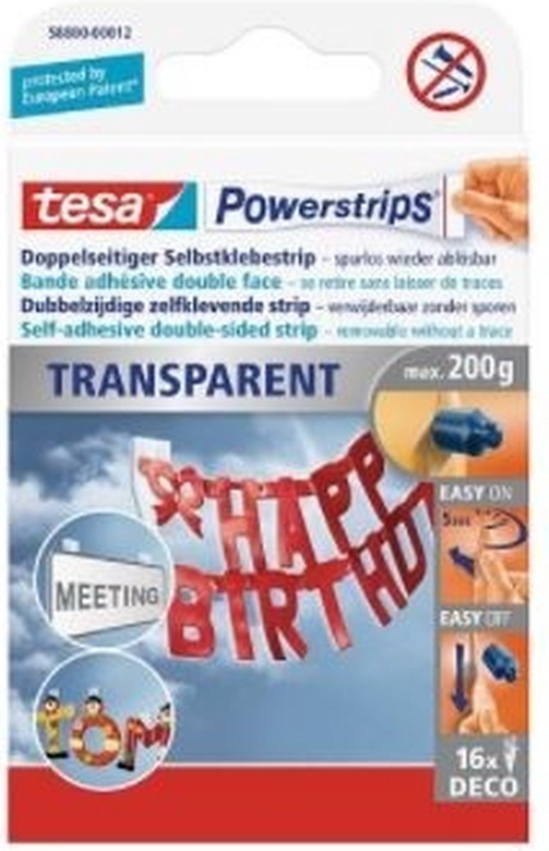 15 x Tesa Powerstrips Deco transparent VE=16 Stück