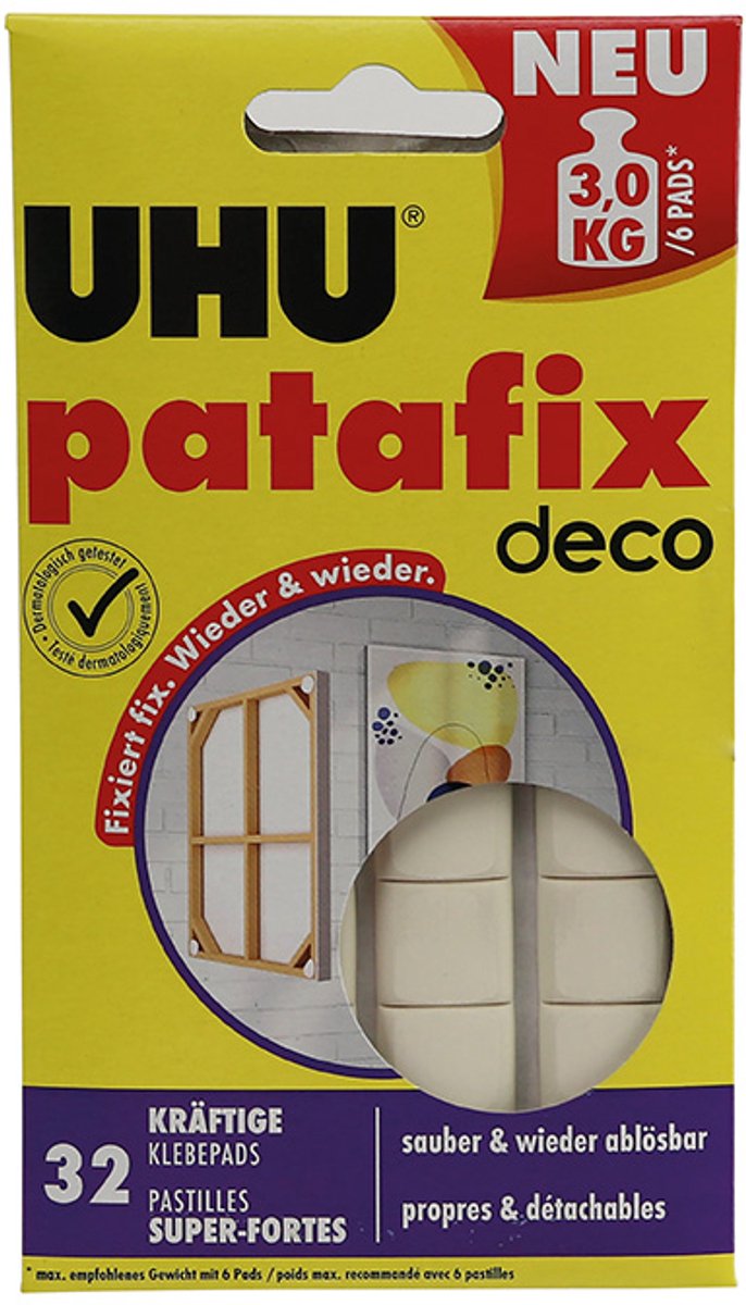 12 x UHU Klebepads patafix homedeco VE=32 Stück