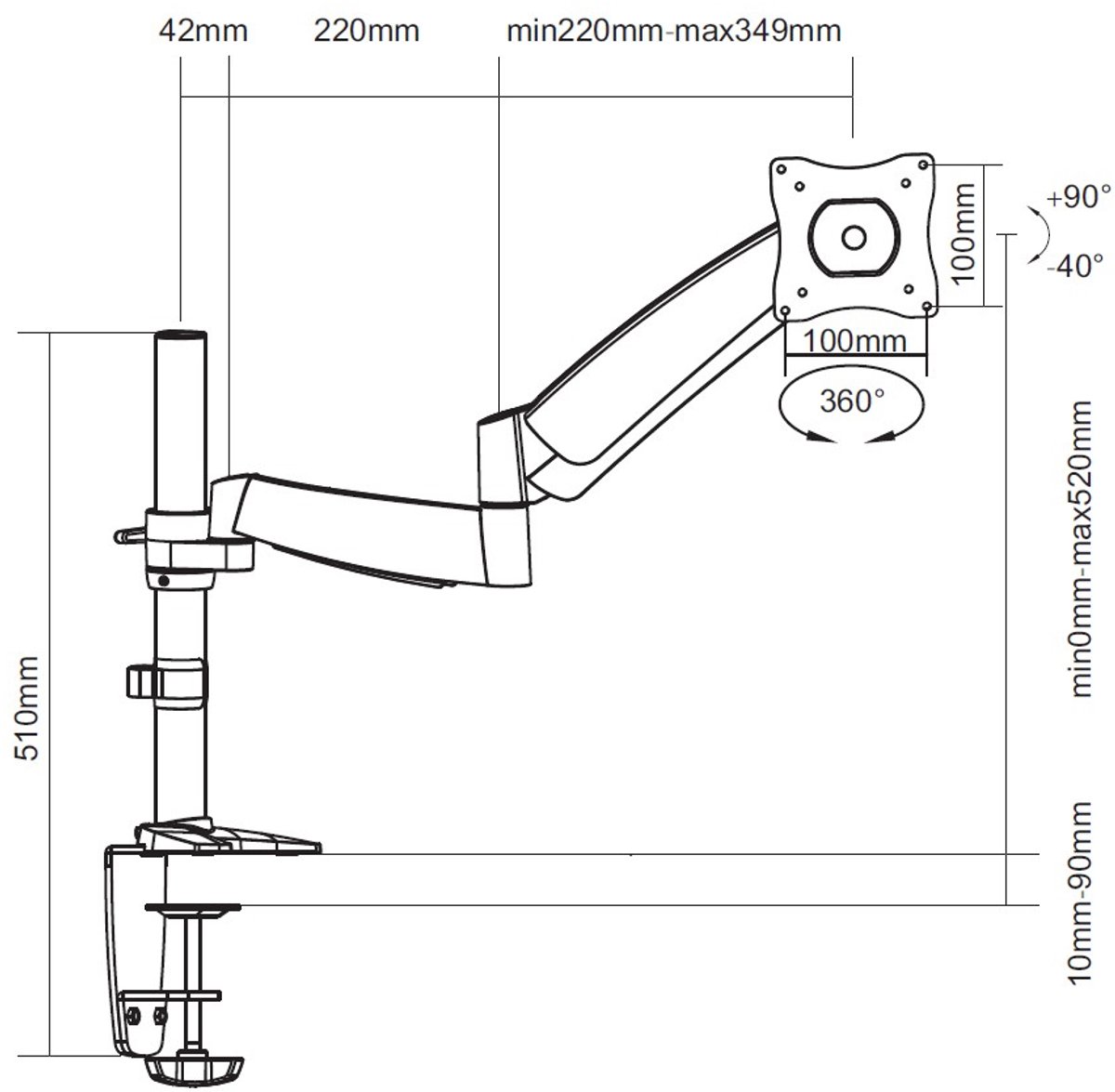 Digital data communication equip 13-27- max. 40 kg Tischhalterung weiß
