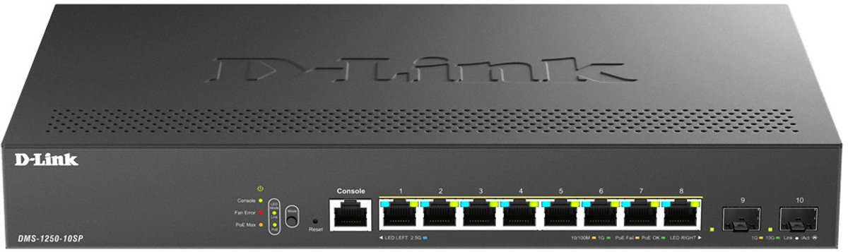 D-Link D-Link DMS-1250-10SP/E-10-Port PoE MGigabit Smart Mngd Switch