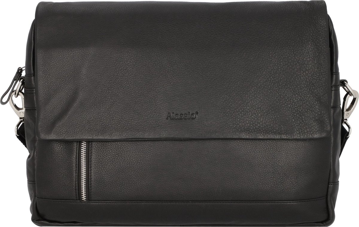 Alassio Schultertasche ORO Leder schwarz.