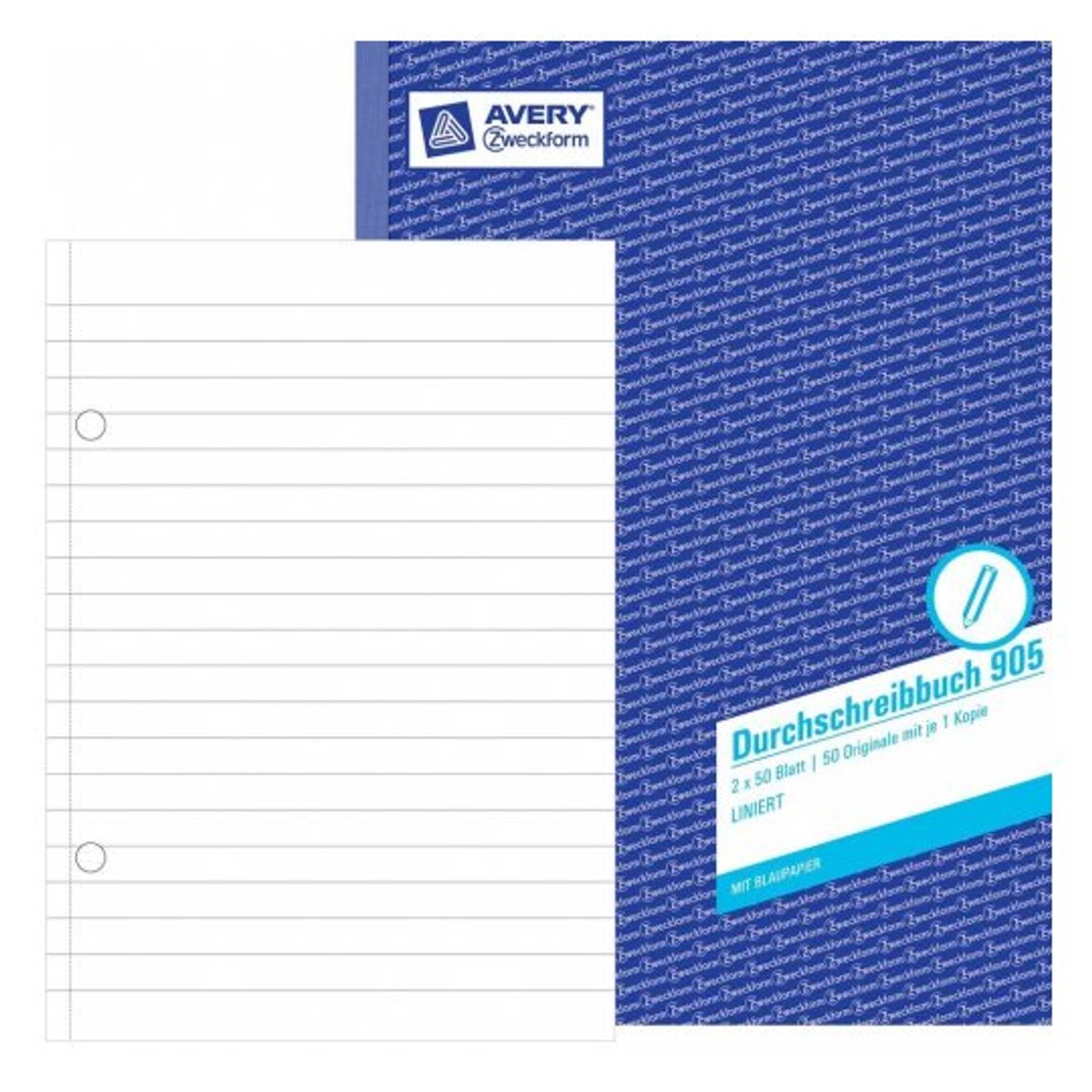 5 x Avery Zweckform Durchschreibbuch A4 vorgelocht 2x50 Blatt