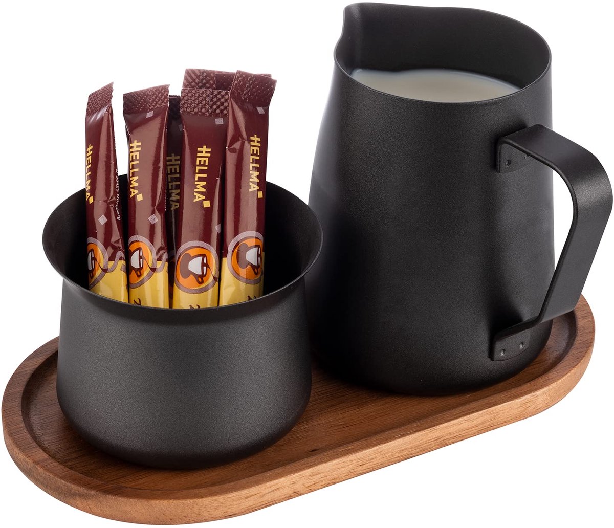 APS Milch- und Zucker-Set Akazie - 5-tlg. schwarz.