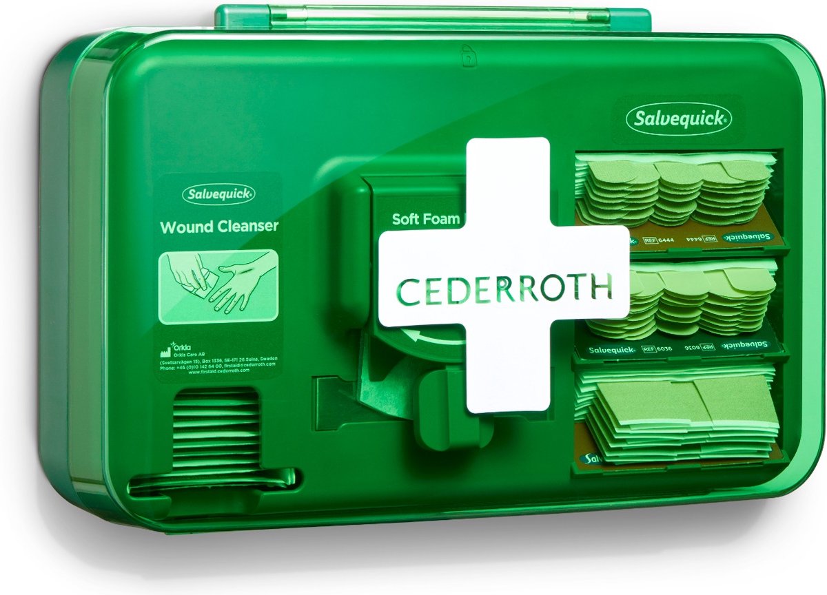 Cederroth Pflasterspender medium - gefüllt mit 40 Textilpflaster grün.