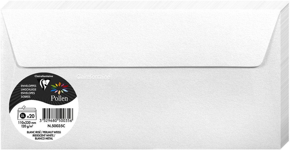 10 x Clairefontaine Briefumschlag Pollen DINlang 120g VE=20 Stück Haft
