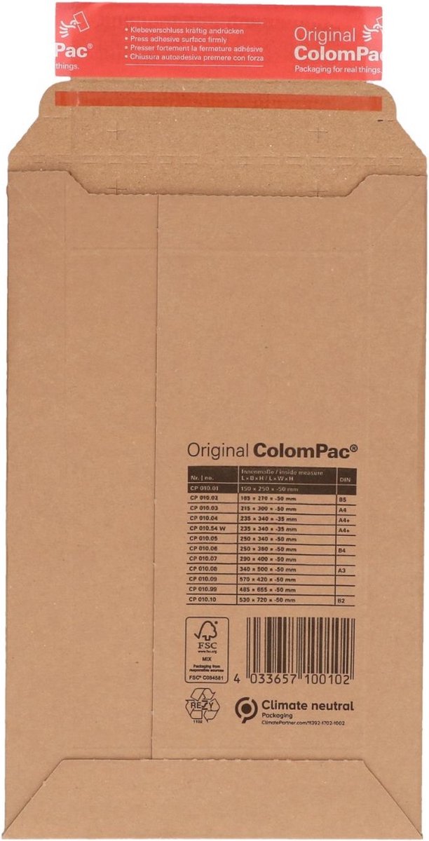 ColomPac Colompac Versandtasche Wellpappe CP010.01 150x250mm braun 100