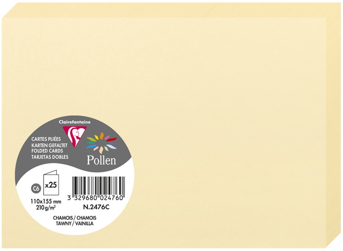10 x Clairefontaine Doppelkarte Pollen C6 210g VE=25 Stück chamois