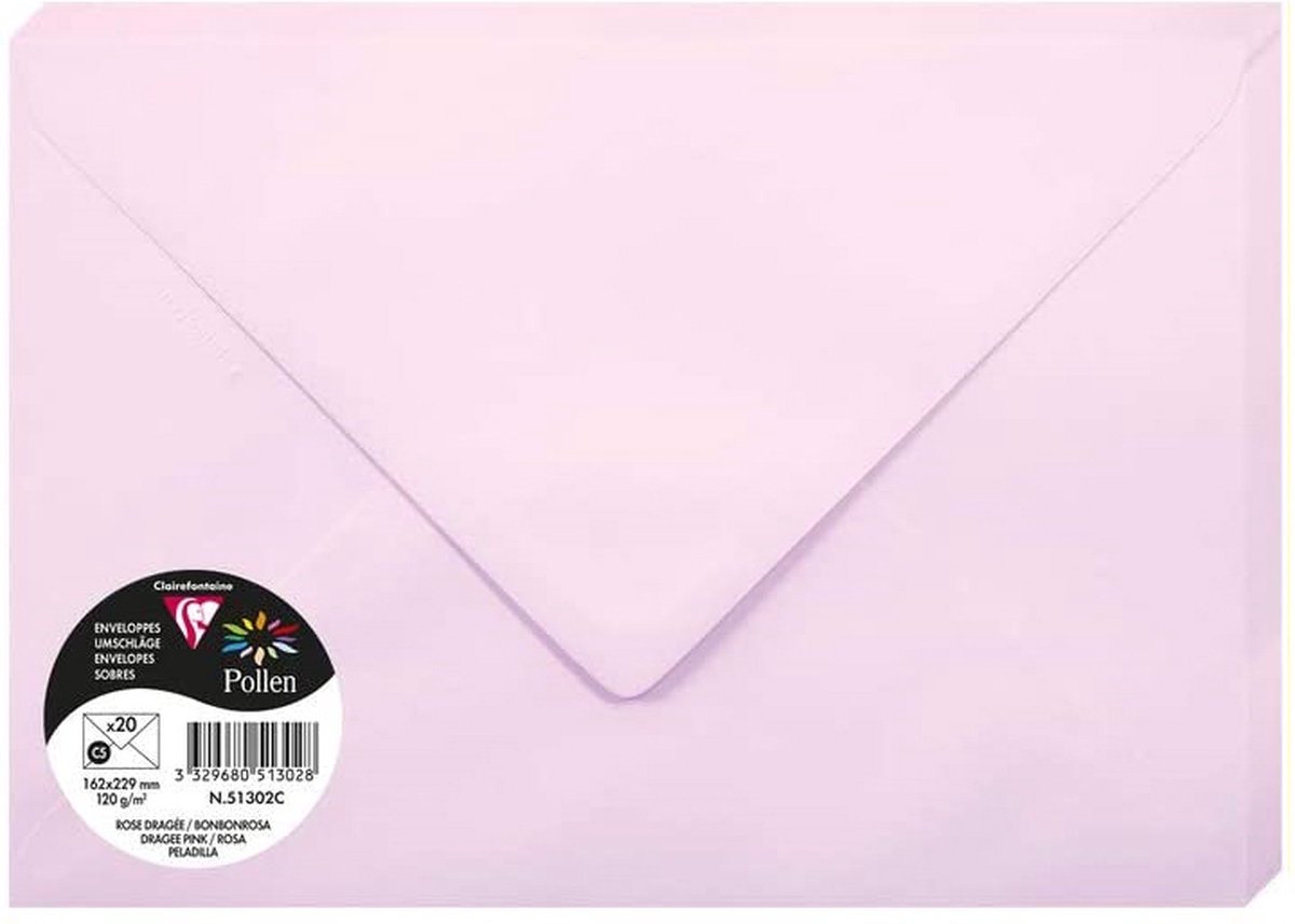 10 x Clairefontaine Briefumschlag Pollen C5 120g VE=20 Stück gummiert