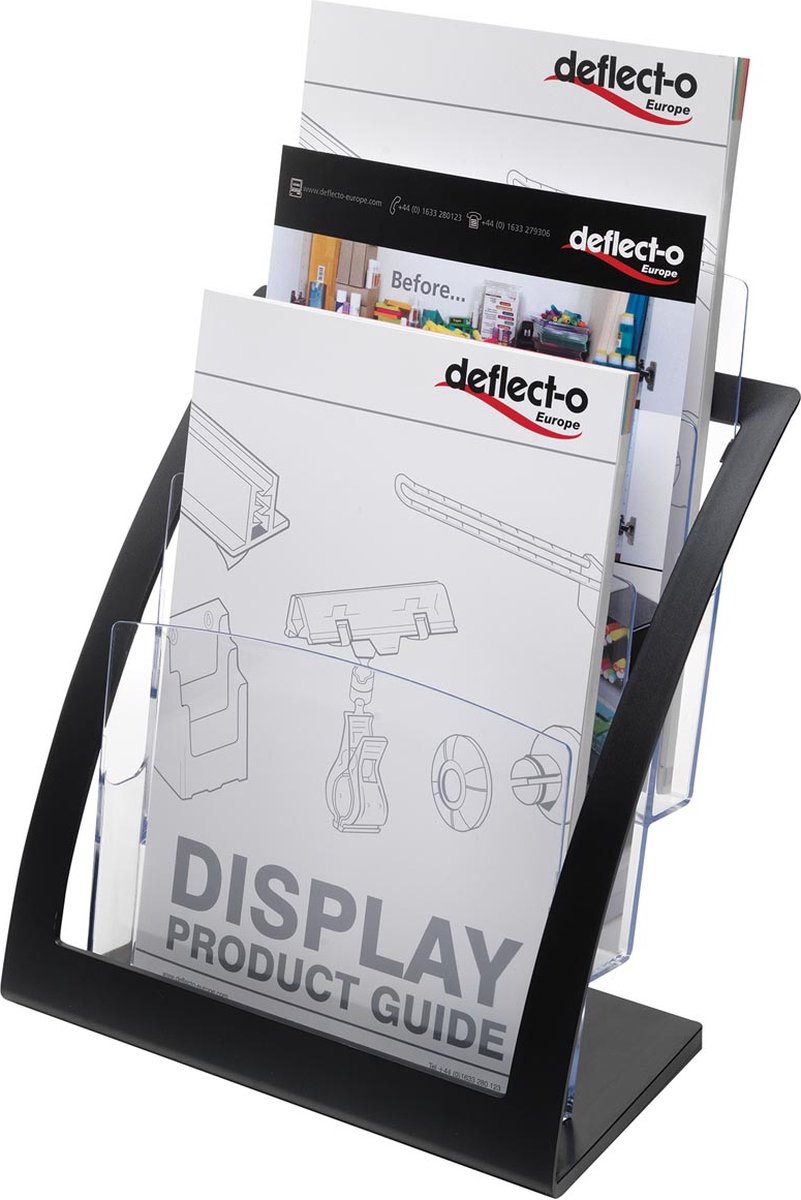 Deflecto Prospekthalter Contemporary A4 3 Fächer schwarz