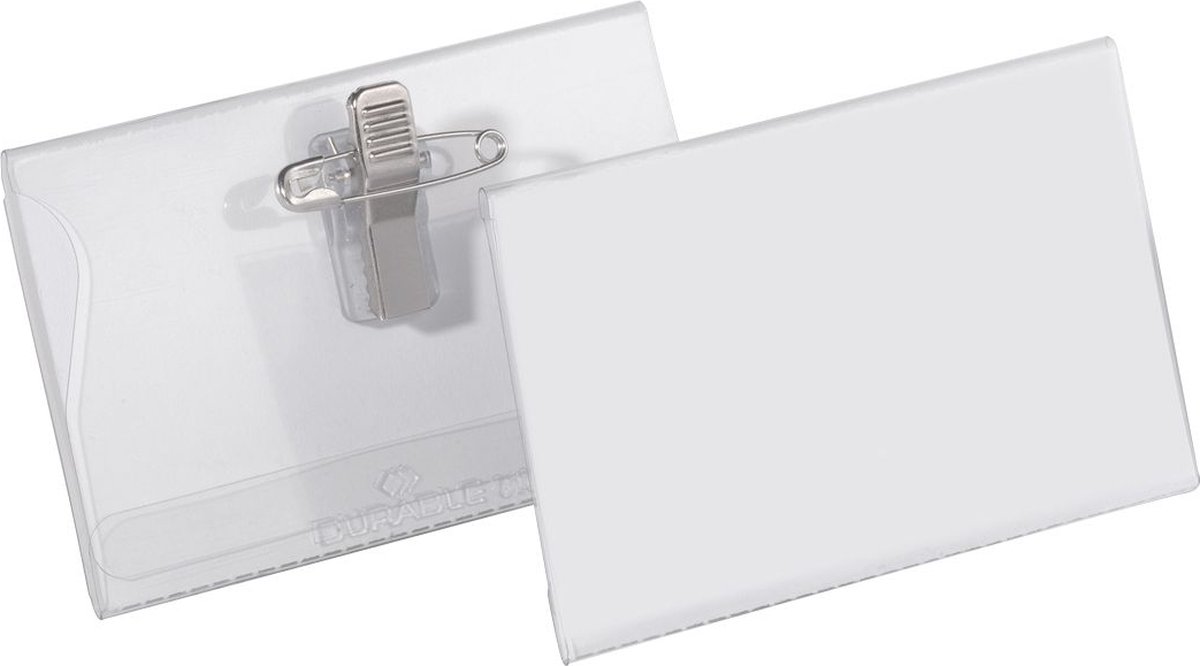 Durable Namensschilder mit Kombiklemme 40x75mm transparent VE=50 Stück