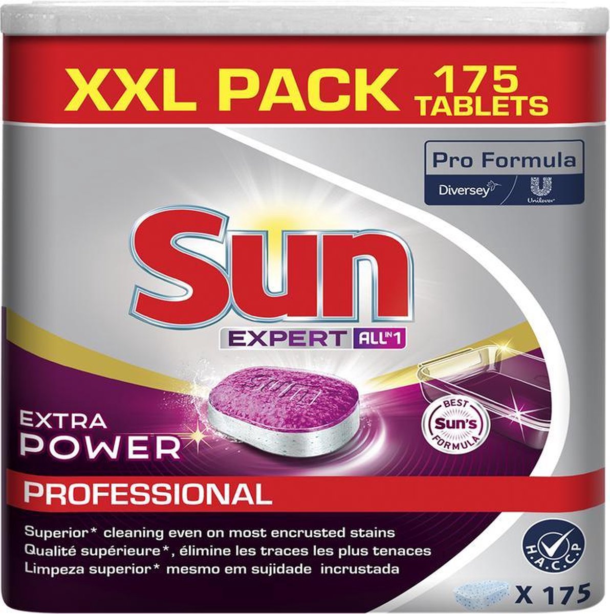 Diversey Sun Professional All-in-1 Extra Power Tabs - 102 Stück.