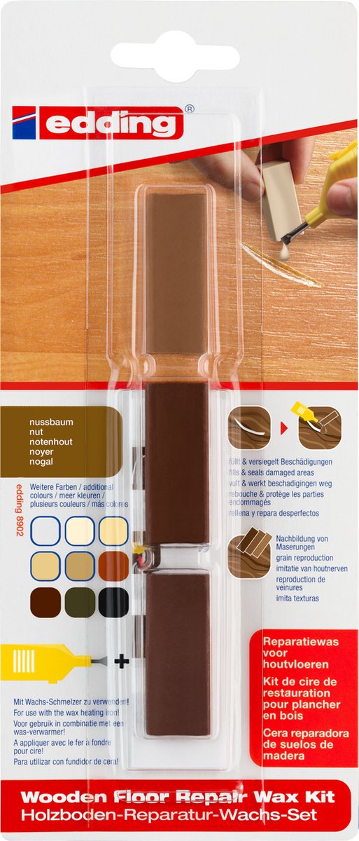 5 x Edding Holzboden-Reparaturwachs edding 8902 Blisterverpackung nuss