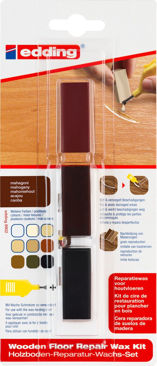5 x Edding Holzboden-Reparaturwachs edding 8902 Blisterverpackung maha