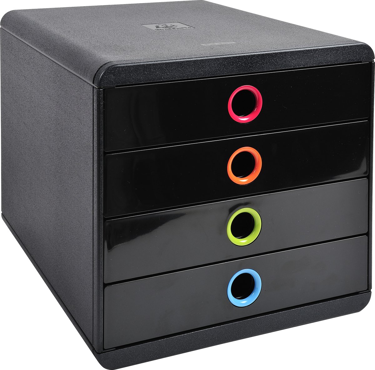Exacompta Schubladenbox Pop-Box 314498D A4+ 4 Schübe schwarz/harlekin