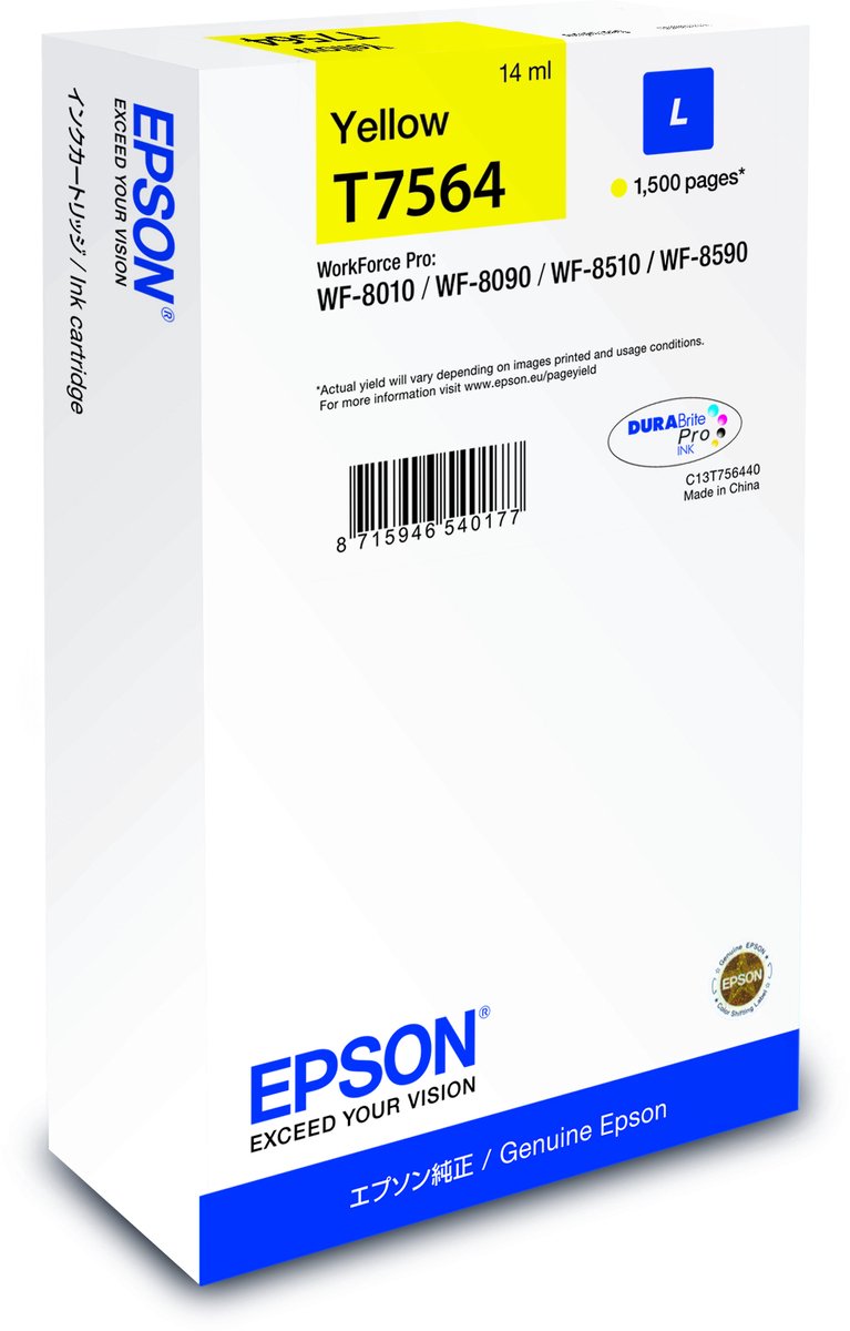 Epson Tintenpatrone C13T75644N T7564 1.500 Seiten gelb