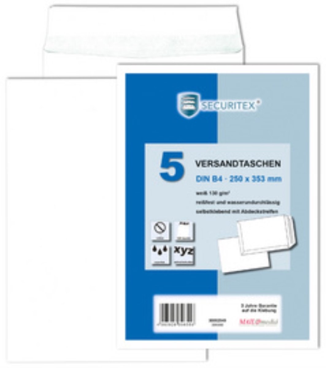 Elepa Versandtaschen Securitex C4 130g/qm haftklebend weiß VE=100 Stüc