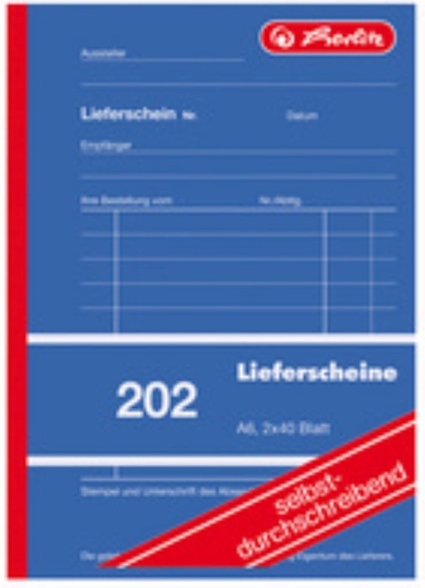 10 x Herlitz Formularbuch Lieferscheinblock A5 VE=2x40 Blatt