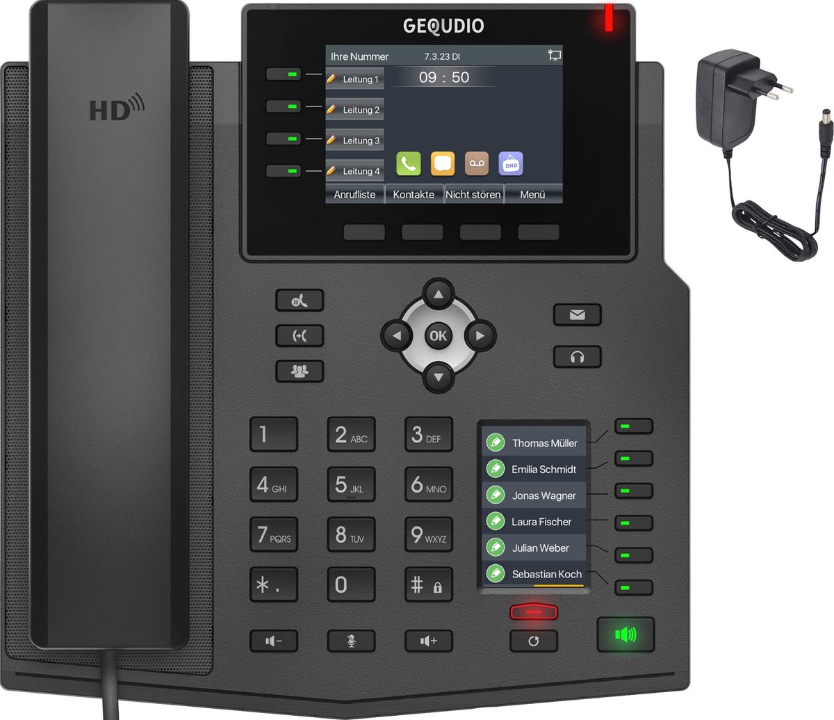 Gequdio IP-Telefon GX5+ mit Netzteil - Fritz!Box, Telekom kompatibel