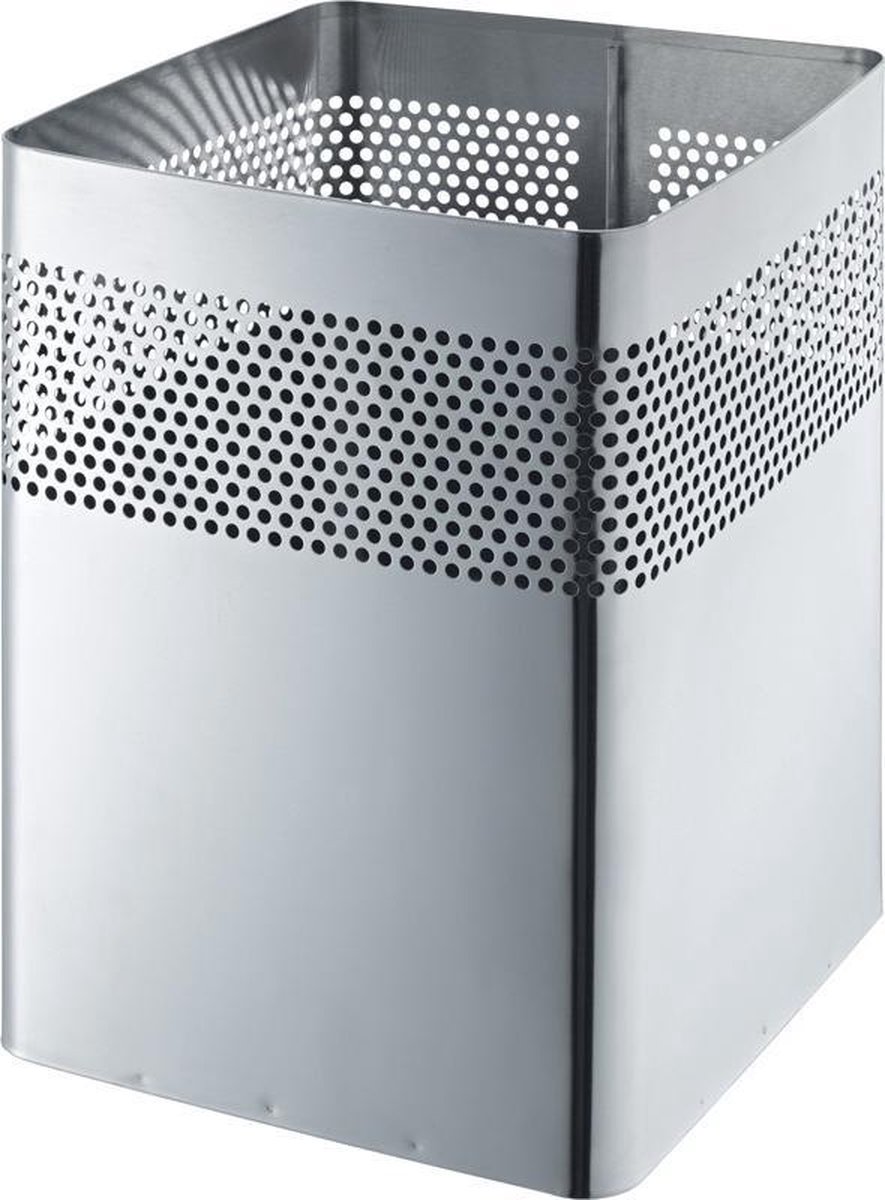 Helit Papierkorb Edelstahl quadratisch 18l Lochdekor