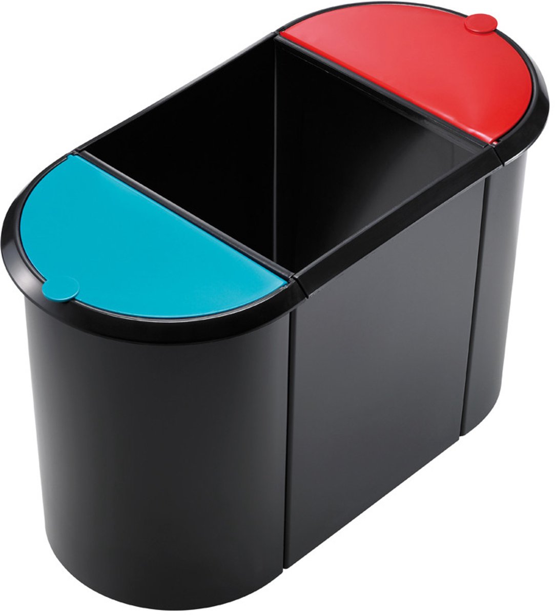 Helit Trio-System-Papierkorb 38l schwarz/blau/gelb
