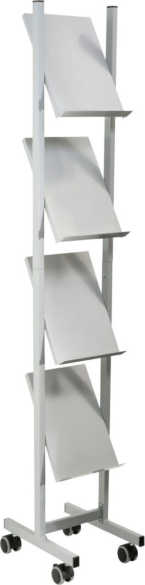Helit Prospektregal 4x A4 260x1580x390mm 4 Fächer Metall silber