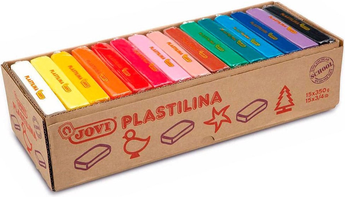 Jovi Plastilina Knetmasse 15 Stangen a 350g, sort. Hauptfarben