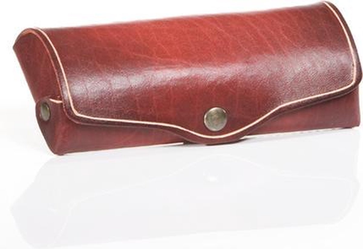 Mika Brillenetui groß Sattelleder 16x3x8cm rot
