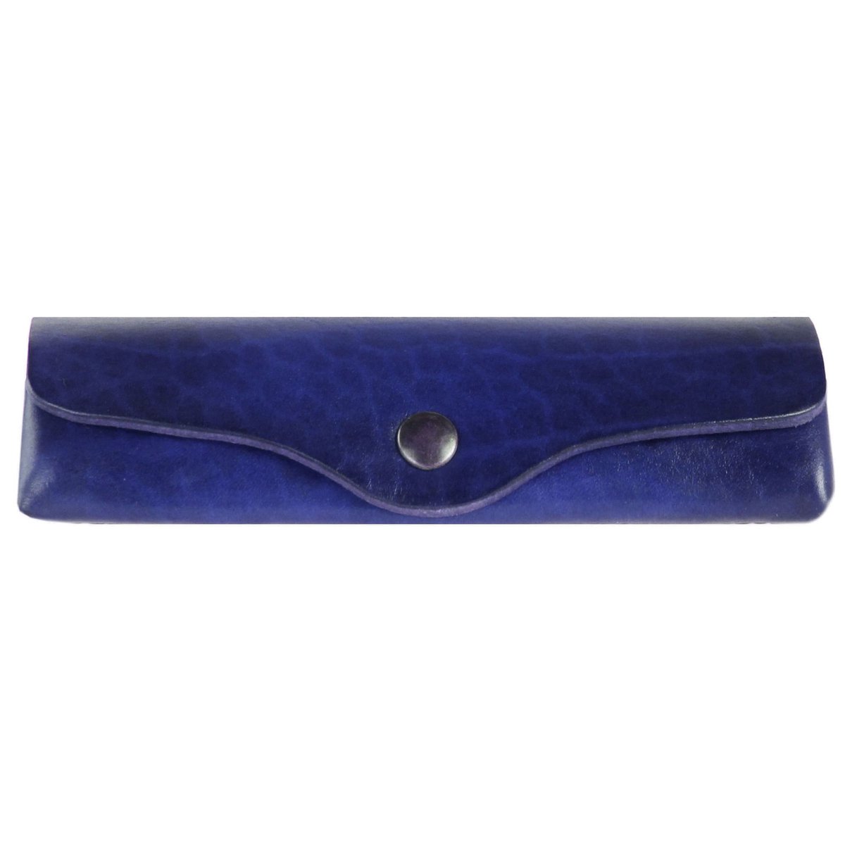 Mika Brillenetui groß Sattelleder 16x3x8cm blau