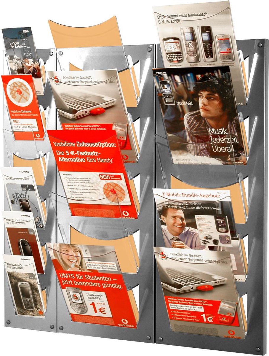 Kerkmann Wandmagazin Novax BxTxH 31x17x90cm 5 Fächer alusilber