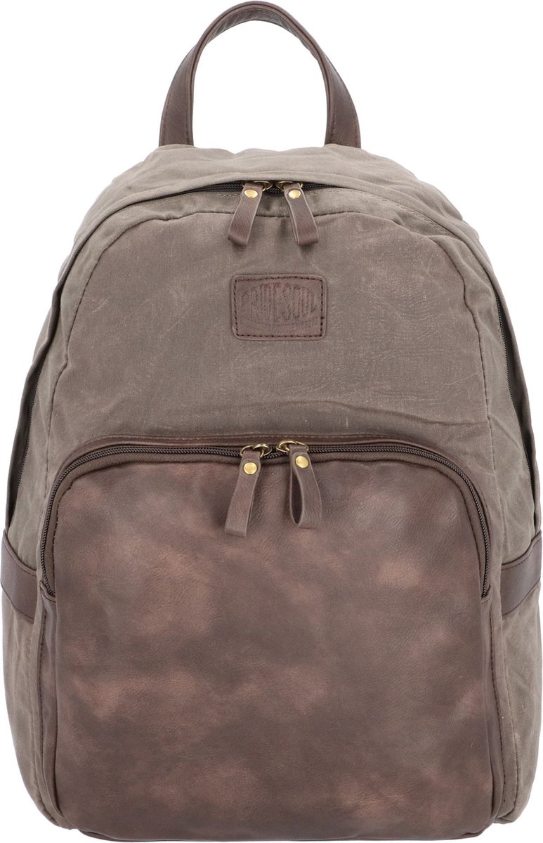 Jüscha Rucksack Sensation 32x44x16cm Canvas-Lederimitat-Mix grau/braun