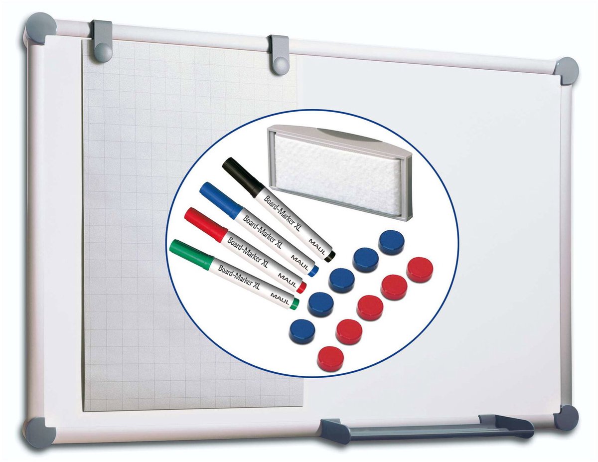 Maul Whiteboard 2000 Maulpro 60x90cm Ecken grau Komplett-Set