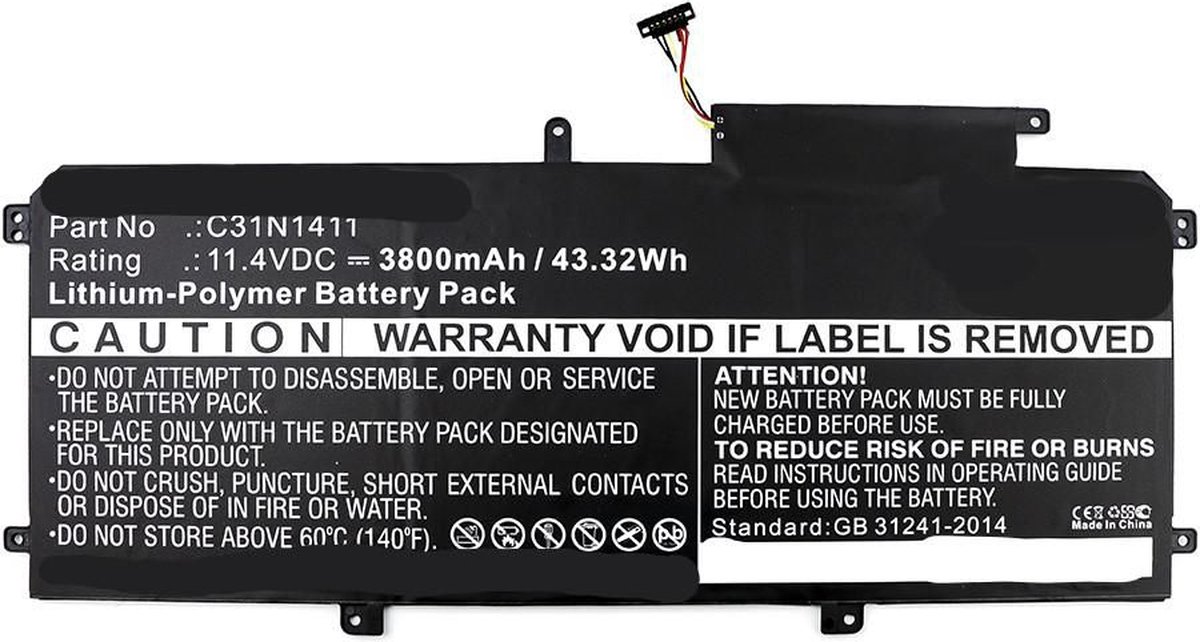 k.A. Akku für Asus C31N1411 Li-Pol 11,4 Volt 3800 mAh schwarz