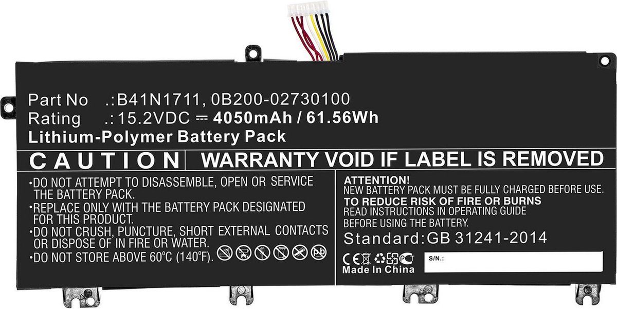 k.A. Akku für Asus 0B200-02730100 Li-Pol 15,2 Volt 4050 mAh schwarz