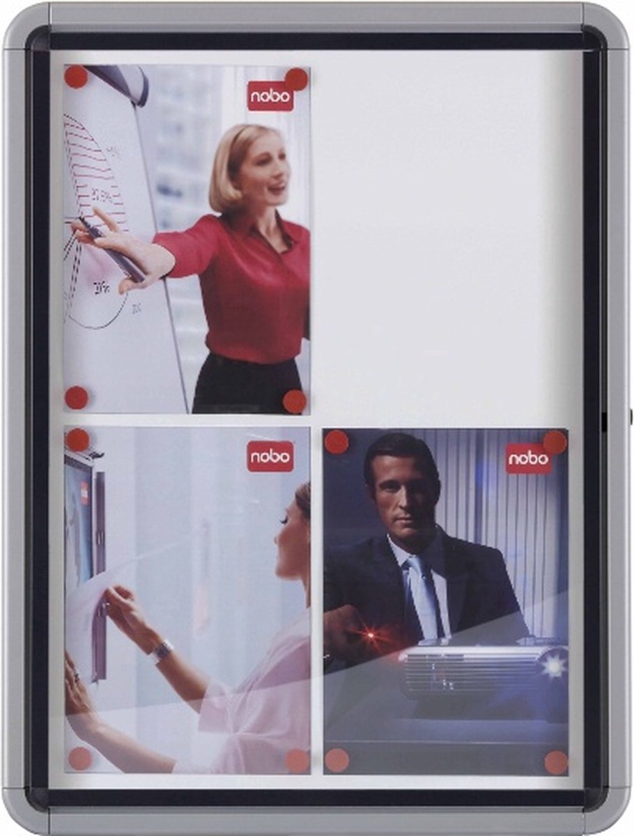 Nobo Schaukasten Außenbereich magnetisch Tür Sicherheitsglas 8xA4,weiß
