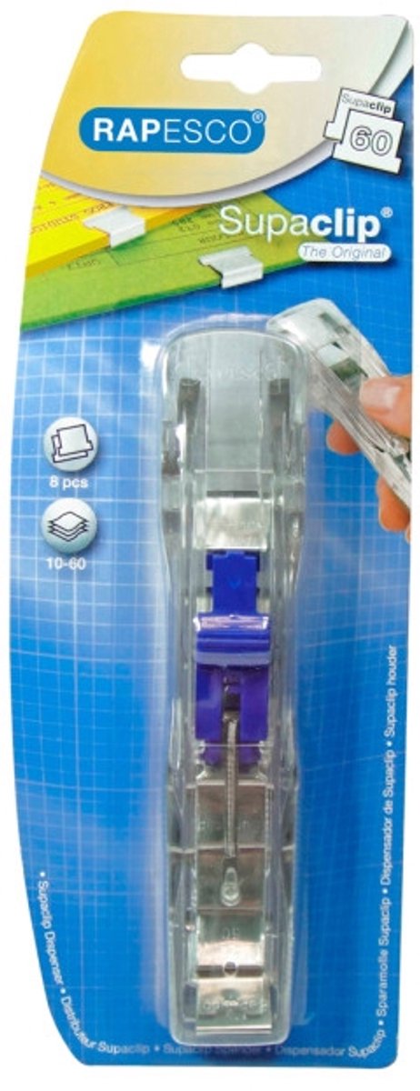 10 x Rapesco Klammernspender Supaclip 60 transparent incl. 8 Clips in