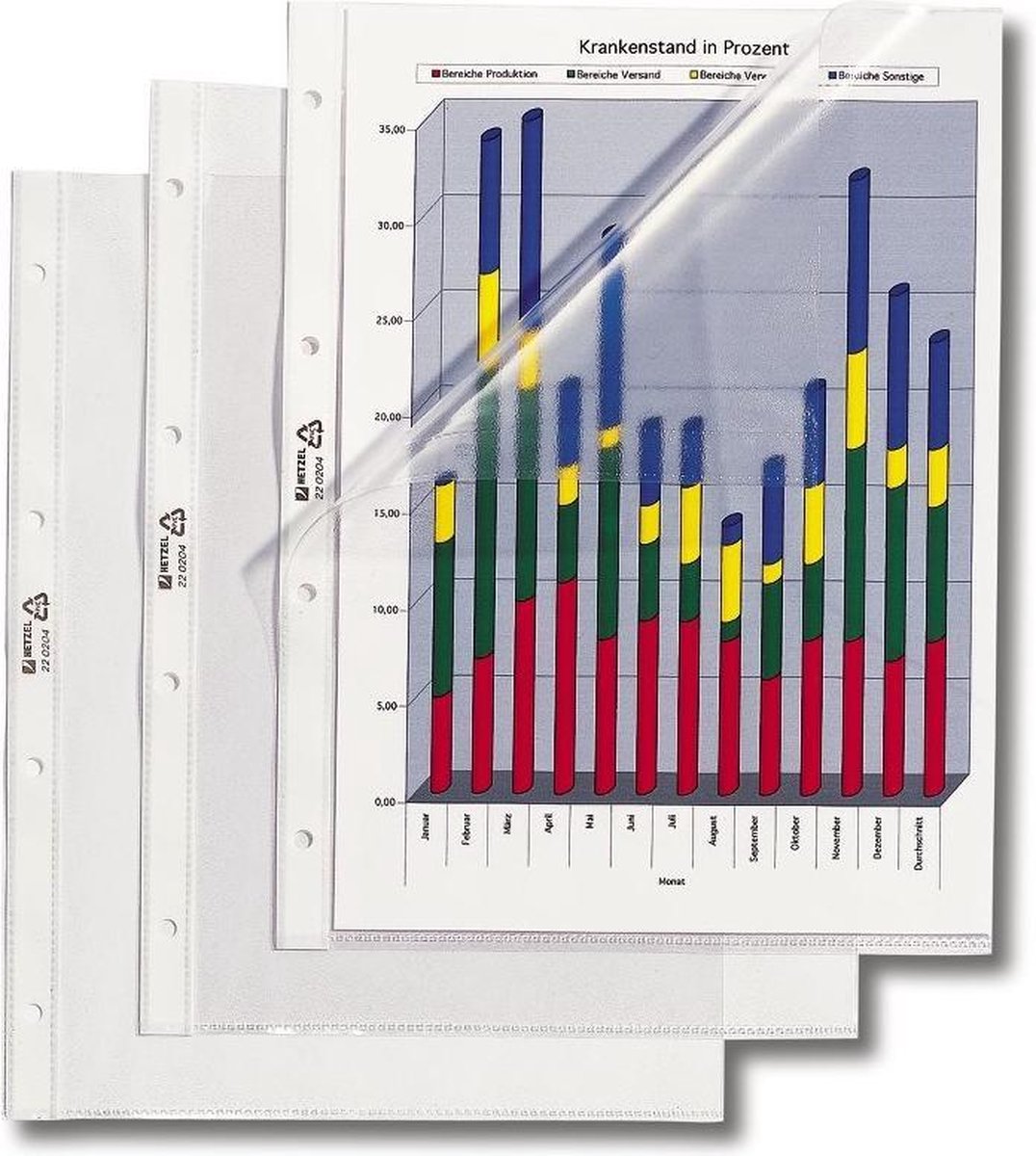 Rexel Prospekthüllen A4 PVC 100my oben und Links offen genarbt VE=100