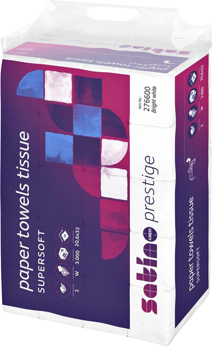 Satino Papierhandtuch 276600 20,6x32cm 2-lagig W-Falz 3.000 Blatt