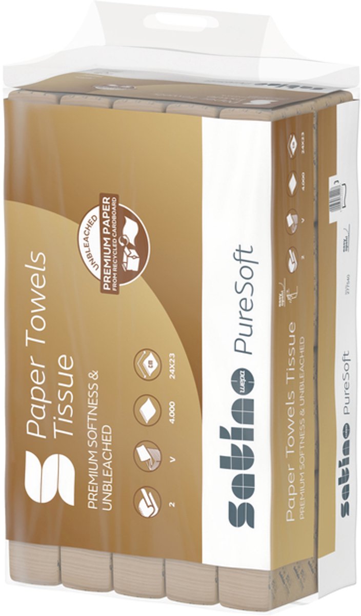 Satino Handtuchpapier PureSoft 277540 V-Falz 2-lagig 4.000 Blatt