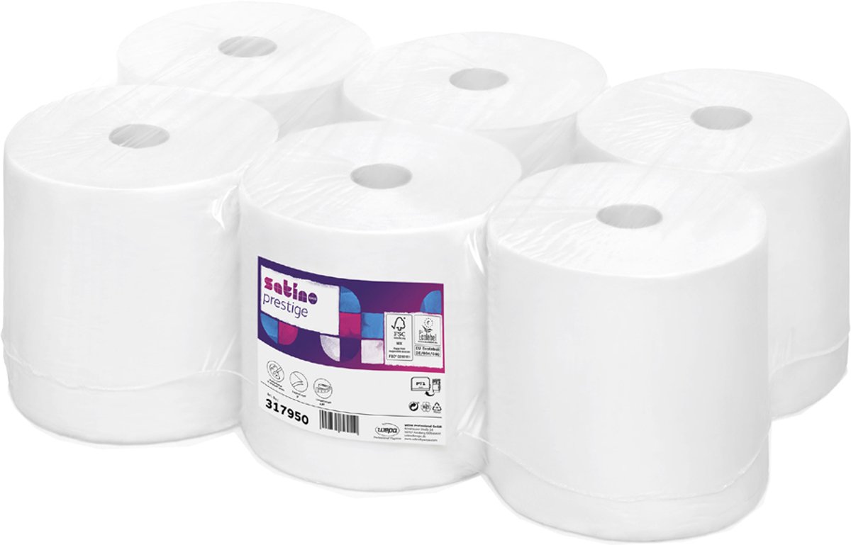 Satino Papierhandtuchrolle Prestige 317950 3-lagig 120m weiß 6 Stück