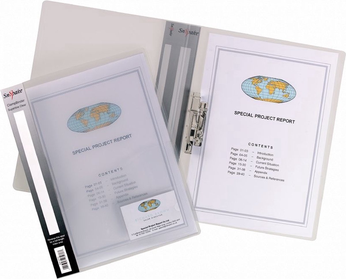 10 x Snopake Klemmhebelmappe A4 PP bis 100 Blatt transparent