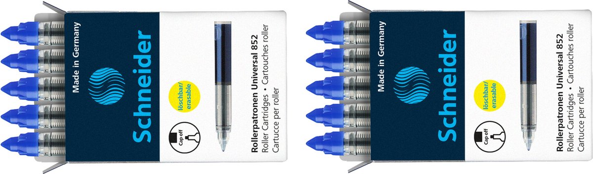 10 x Schneider Rollerpatrone 852 VE=2x5 Stück blau auf Blisterkarte