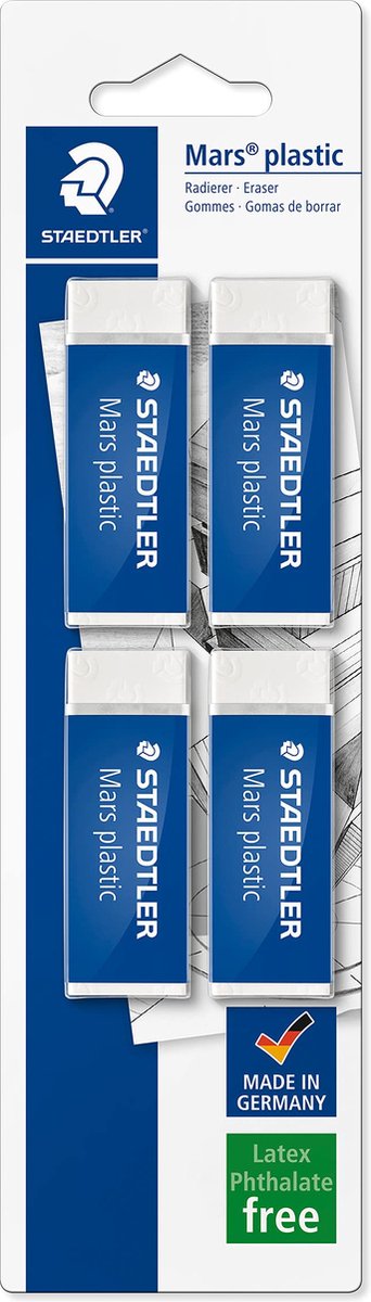 10 x Staedtler Radierer Mars plastic 4 Stück Blisterkarte